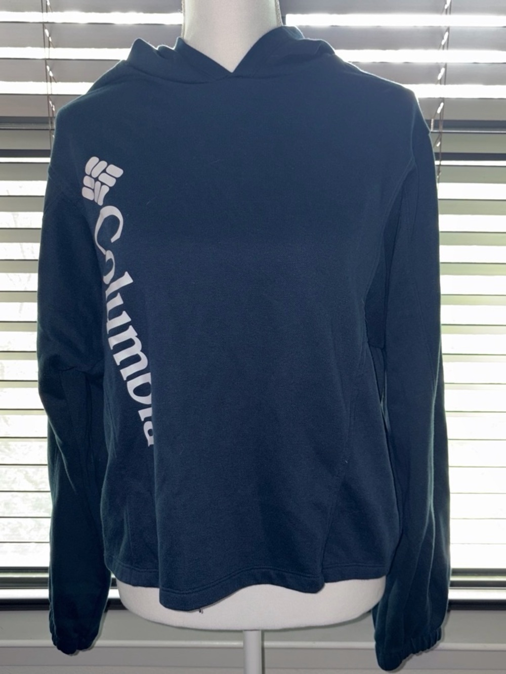 Columbia Navy Hooded Pullover with Vertical Logo
